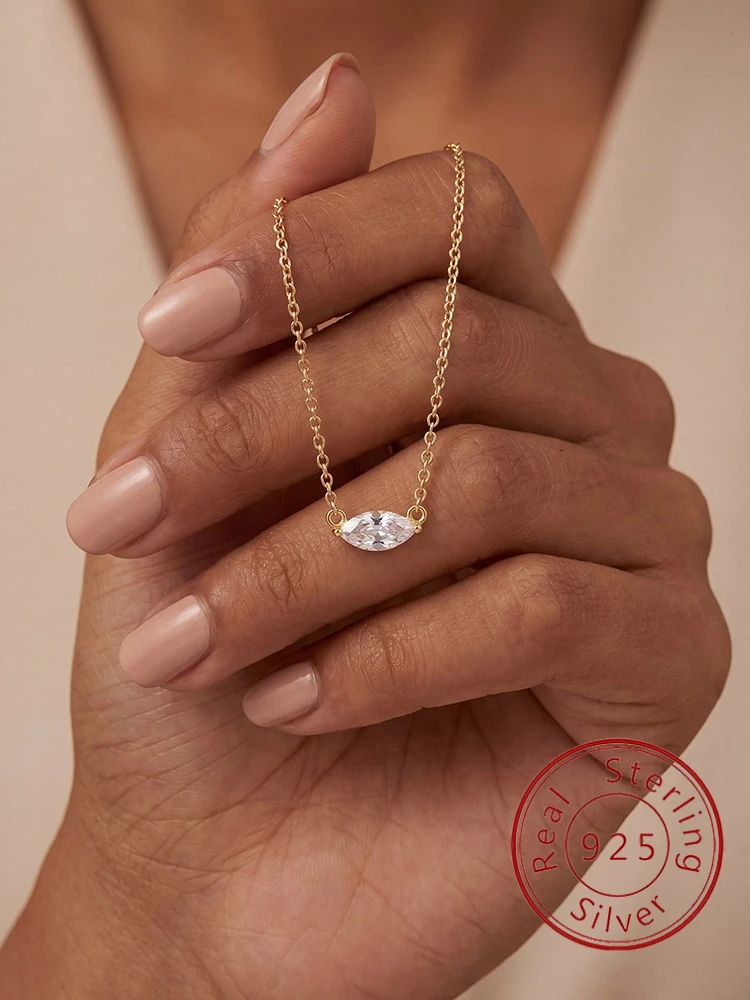 925 Sterling Silver Minimalism Fashion Marquise Zircon Necklace For Women Engagement Wedding Party High Quality Fine Jewelry
925 Sterling Silver Minimalism Fashion Marquise Zircon Necklace For Women Engagement Wedding Party High Quality Fine Jewelry