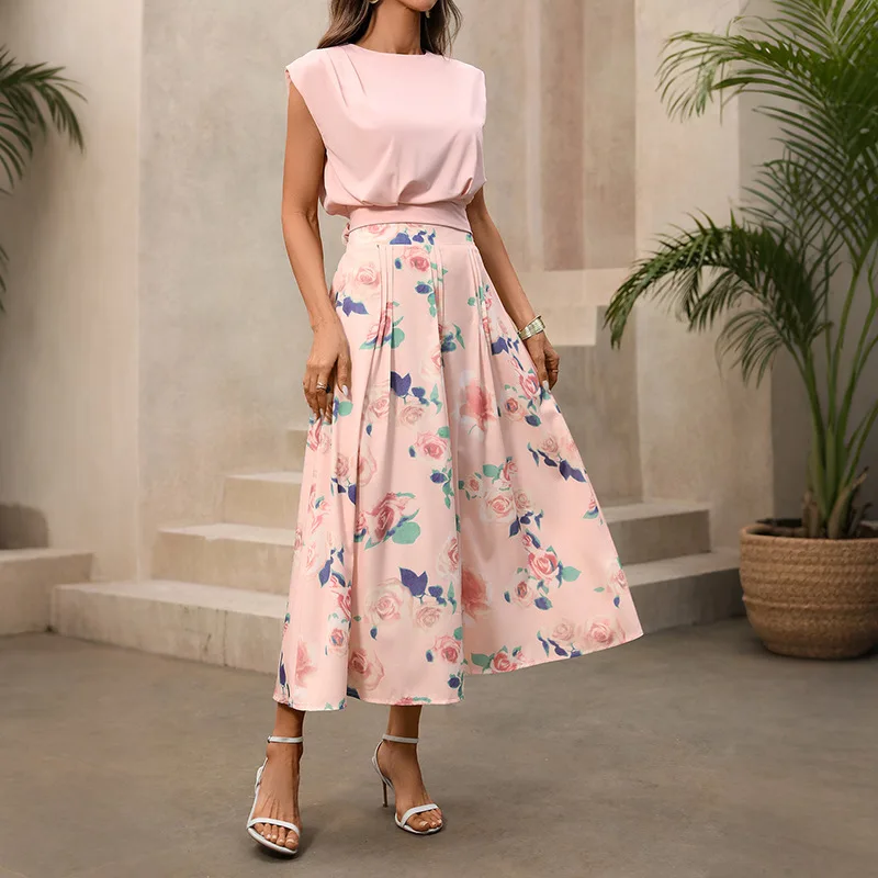 2026 Dress Sets Outfits Long Skirts Sets Gentle Commuter Style Two-piece Set Solid Color Sleeveless Top Floral Print Skirt Set
2026 Dress Sets Outfits Long Skirts Sets Gentle Commuter Style Two-piece Set Solid Color Sleeveless Top Floral Print Skirt Set