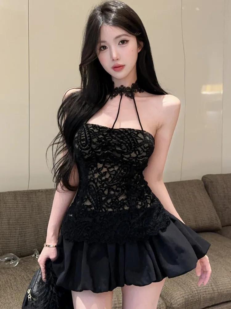 Sexy Lace Hollow out Design Crop Top And High Waist Puffy Skirt Set Korean Style Commute Casual Spring Season Full Body Coverage
Sexy Lace Hollow out Design Crop Top And High Waist Puffy Skirt Set Korean Style Commute Casual Spring Season Full Body Coverage