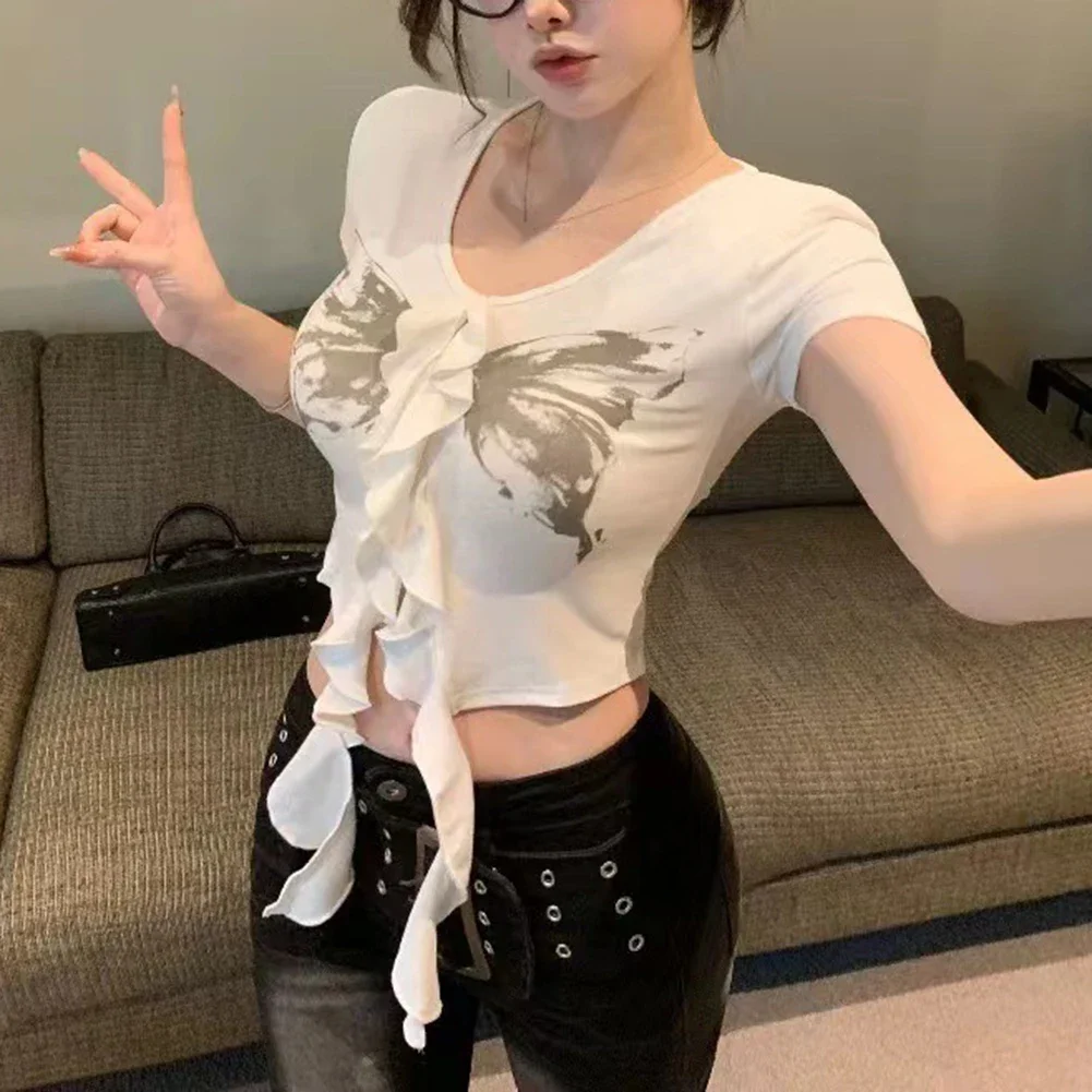 Women Casual Crop Top Butterfly Print Crop Top Regular Length Regular Length Clothing All Seasons Top All Seasons Wear
Women Casual Crop Top Butterfly Print Crop Top Regular Length Regular Length Clothing All Seasons Top All Seasons Wear