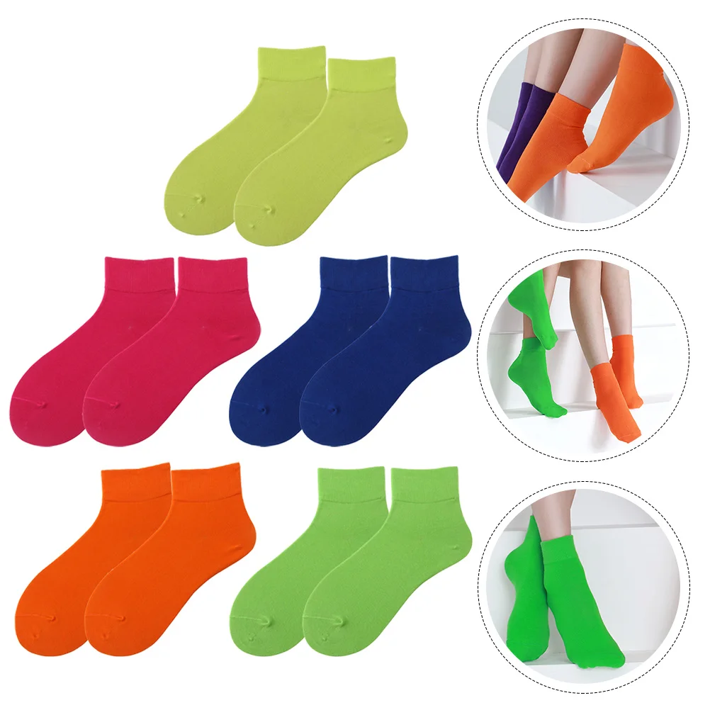 5 Pairs Socks Short Tube Cotton Bright Fun Neon Round Collar Ankle Pure Colored Socks Stockings for Daily Wear
5 Pairs Socks Short Tube Cotton Bright Fun Neon Round Collar Ankle Pure Colored Socks Stockings for Daily Wear