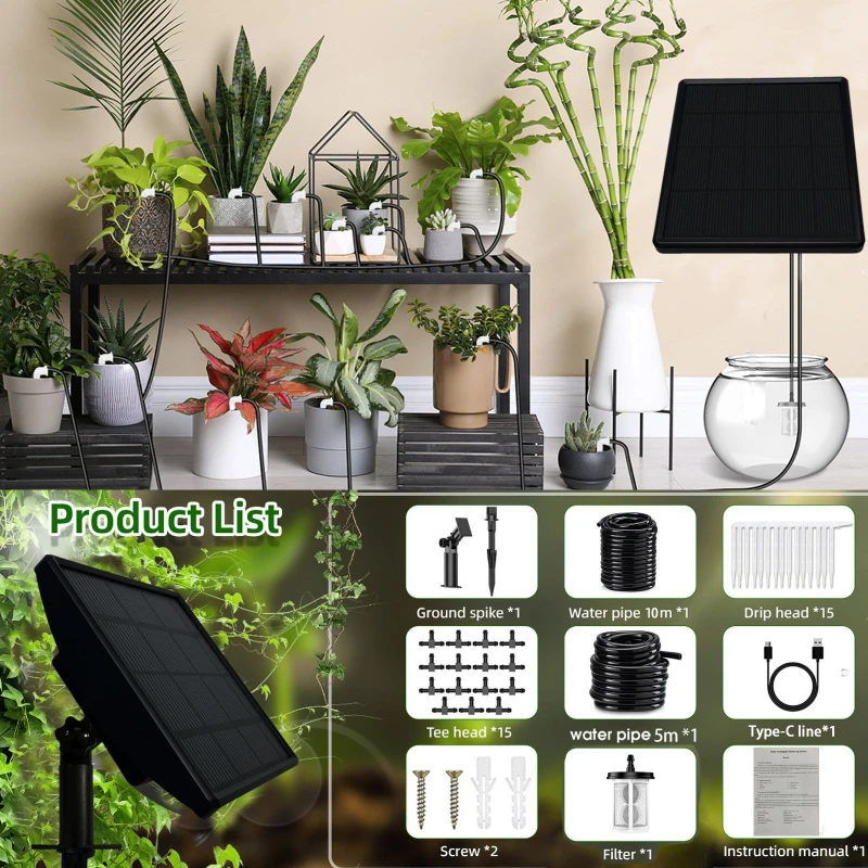 Outdoor Intelligent Timed Watering Device Home Use Solar Powered Drip Irrigation System Drip Irrigation and Flower Cultivation
Outdoor Intelligent Timed Watering Device Home Use Solar Powered Drip Irrigation System Drip Irrigation and Flower Cultivation