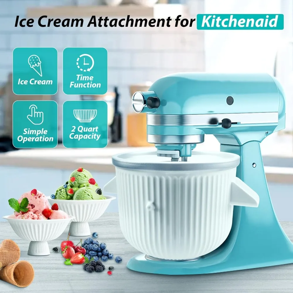 Ice Cream Maker Attachment for KitchenAid Stand Mixer, Ice Cream Bowl Compatible with 4.5Qt and Larger Stand Mixers
Ice Cream Maker Attachment for KitchenAid Stand Mixer, Ice Cream Bowl Compatible with 4.5Qt and Larger Stand Mixers