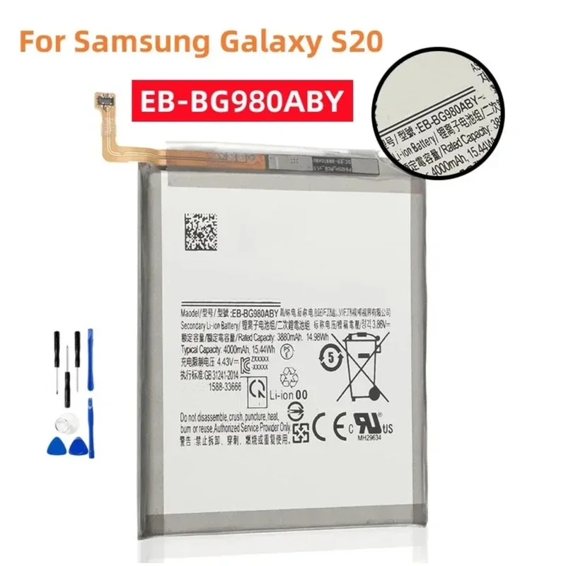 NEW Replacement Battery EB-BG980ABY For Samsung Galaxy S20 SM-G980 SM-G980F SM-G980F/DS Phone Batteries EB-BG981ABA 4000mAh
NEW Replacement Battery EB-BG980ABY For Samsung Galaxy S20 SM-G980 SM-G980F SM-G980F/DS Phone Batteries EB-BG981ABA 4000mAh