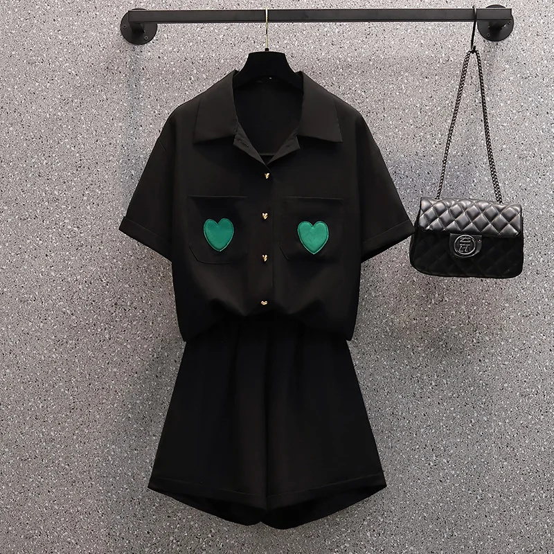 Fashion Summer 2 Pieces Sets Elegant Sports and Leisure Short-sleeved shirt top + Wide Leg Shorts Suit Two Piece Set clothing
Fashion Summer 2 Pieces Sets Elegant Sports and Leisure Short-sleeved shirt top + Wide Leg Shorts Suit Two Piece Set clothing