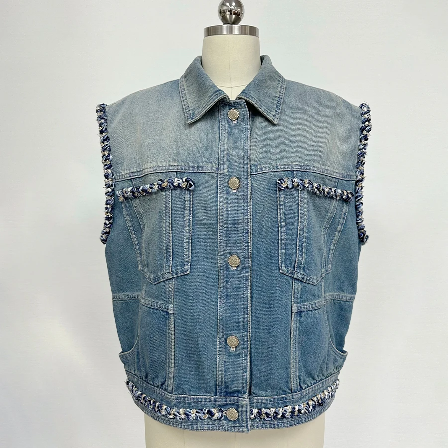 NIGO Women's High Street Retro Spring And Autumn Loose-Fitting Tweed Solid Color Single-Breasted Sleeveless Denim Vest #hz1113
NIGO Women's High Street Retro Spring And Autumn Loose-Fitting Tweed Solid Color Single-Breasted Sleeveless Denim Vest #hz1113