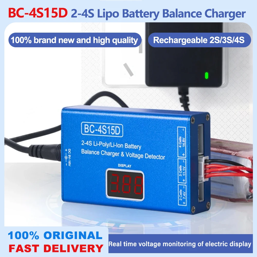 BC-4S15D Lipo Battery Balance Charger 2-4S with Voltage Display for RC FPV Quadcopter Frame Drone
BC-4S15D Lipo Battery Balance Charger 2-4S with Voltage Display for RC FPV Quadcopter Frame Drone