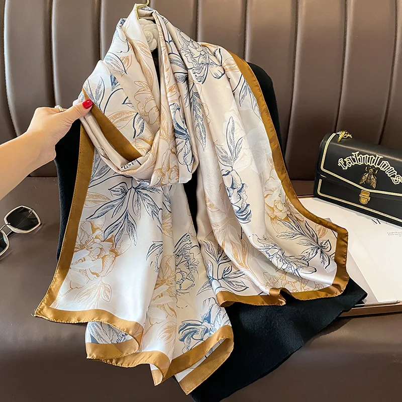 Women 180X90CM Beach Stoles Luxury Brand Sunscreen Silk Scarves Fashion Print Satin Finish Scarf Four Seasons Soft Long Shawls
Women 180X90CM Beach Stoles Luxury Brand Sunscreen Silk Scarves Fashion Print Satin Finish Scarf Four Seasons Soft Long Shawls