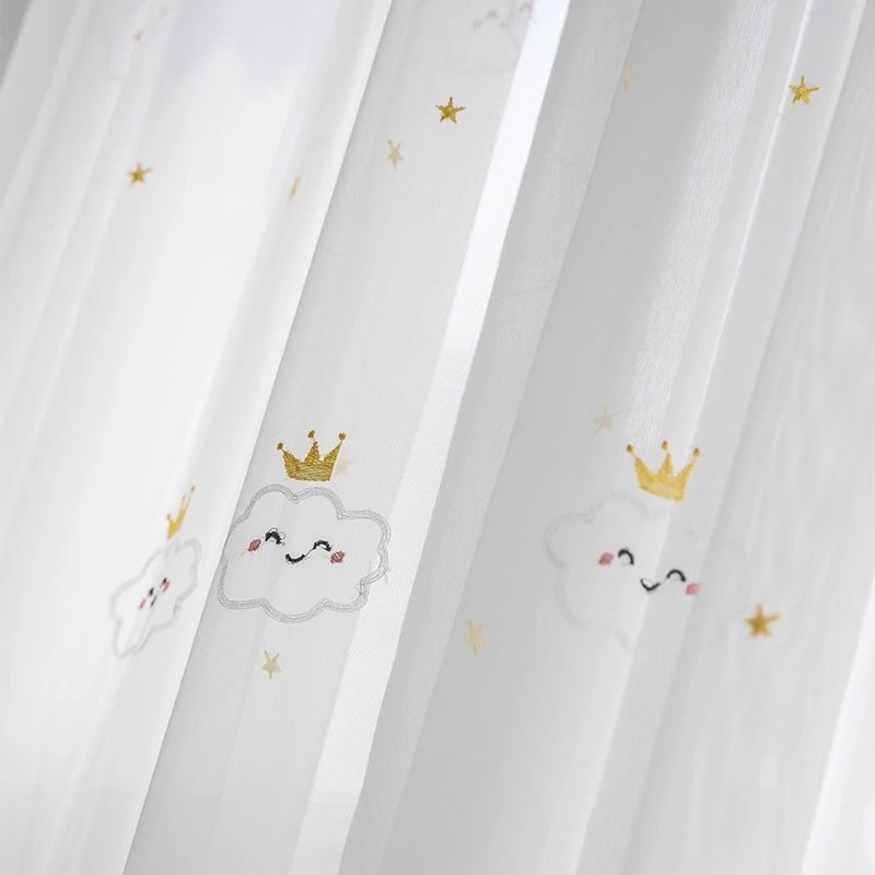 Children's Room Cartoon Embroidery Window Screen Girl Bedroom Balcony Bay Window White Screen Curtain Cloud Embroidered Curtain
Children's Room Cartoon Embroidery Window Screen Girl Bedroom Balcony Bay Window White Screen Curtain Cloud Embroidered Curtain