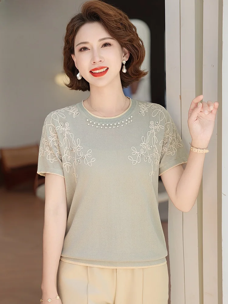 Ele ort Sve Knitted Top for ort Women Mothers Summer Faion Casual Loose Fit round Neline Polyester Blend
Ele ort Sve Knitted Top for ort Women Mothers Summer Faion Casual Loose Fit round Neline Polyester Blend