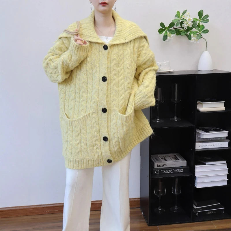 Women Knit Thick Sweaters Loose Casual Single Breasted Cardigan Sweater Streetwear Solid Jumpers Lady Autumn Winter 2025
Women Knit Thick Sweaters Loose Casual Single Breasted Cardigan Sweater Streetwear Solid Jumpers Lady Autumn Winter 2025