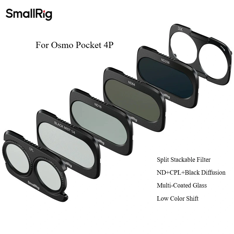 SmallRig Split Filter Kit 6658 ND16 ND64 ND256 CPL 1/4 Black Diffusion Lens Filters for DJI Osmo Pocket 4P 6477 6476 Stackable
SmallRig Split Filter Kit 6658 ND16 ND64 ND256 CPL 1/4 Black Diffusion Lens Filters for DJI Osmo Pocket 4P 6477 6476 Stackable