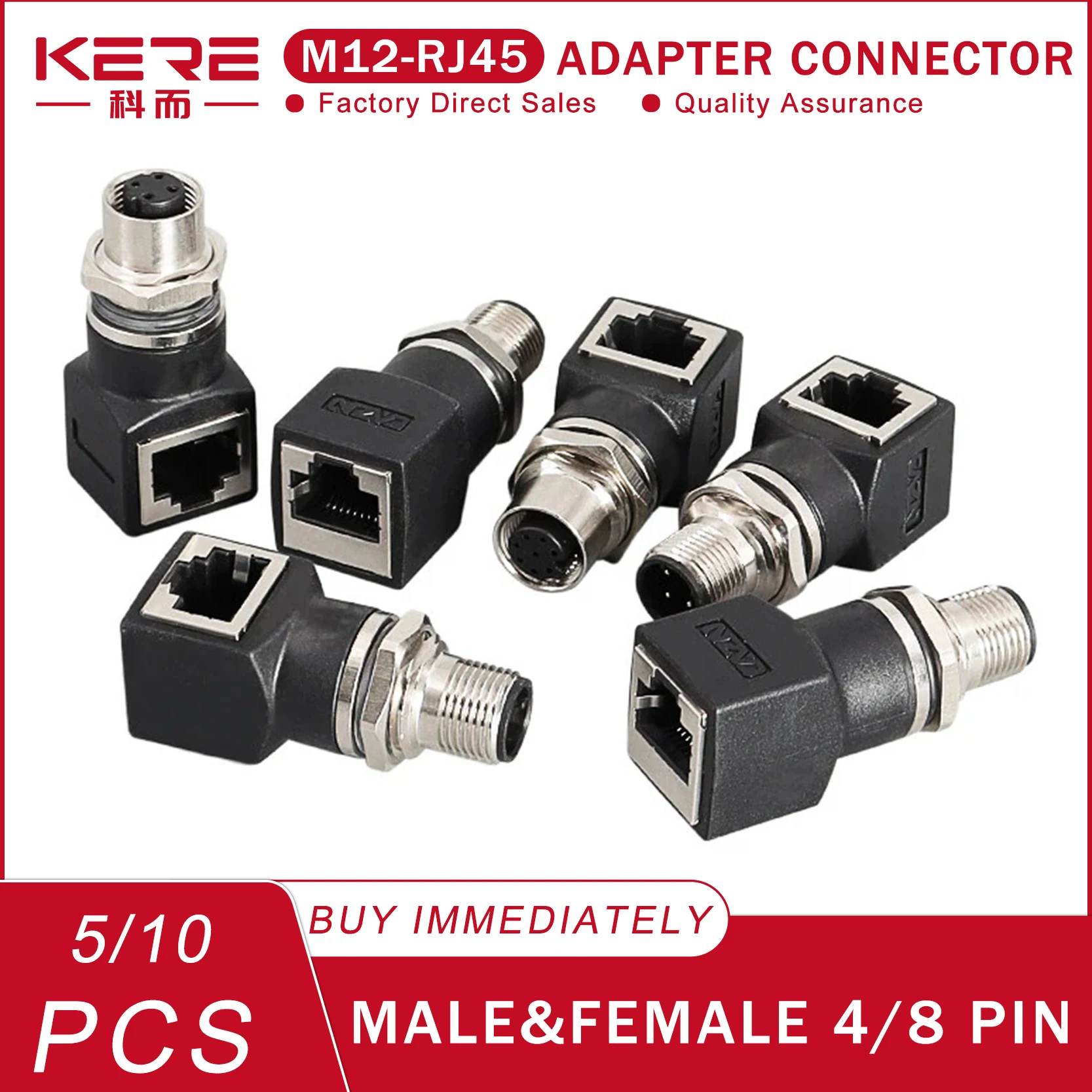 KERE M12 4Pin Dcode Connector Male Female 8core A-type X D Type to RJ45 Plug Socket Adapter Network Cable
KERE M12 4Pin Dcode Connector Male Female 8core A-type X D Type to RJ45 Plug Socket Adapter Network Cable