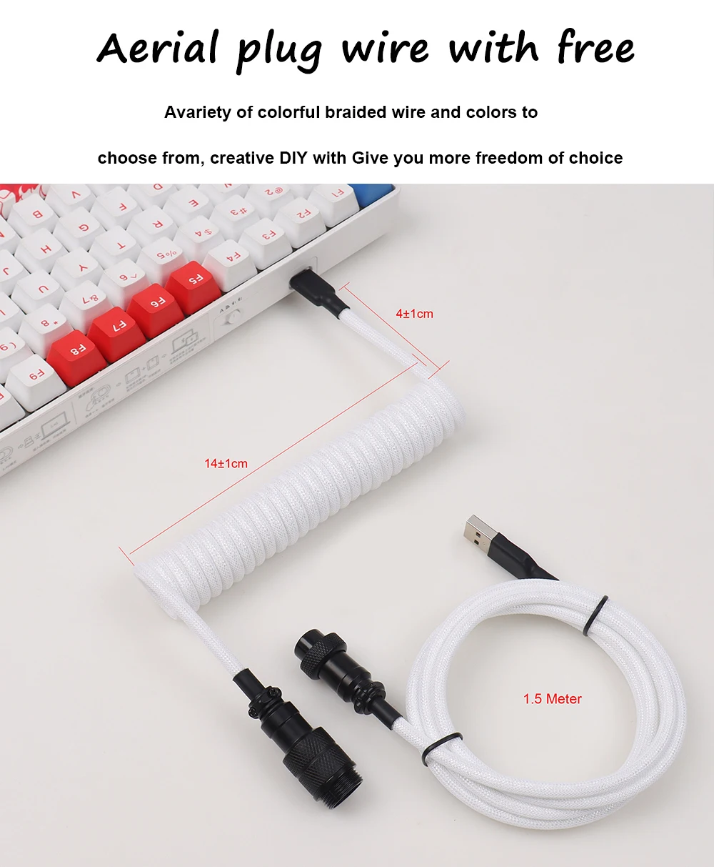 LANO GX16 aviation connecter USB A to Type-C Coiled keyboard cable Double braided helix mechanical keyboard cable
LANO GX16 aviation connecter USB A to Type-C Coiled keyboard cable Double braided helix mechanical keyboard cable