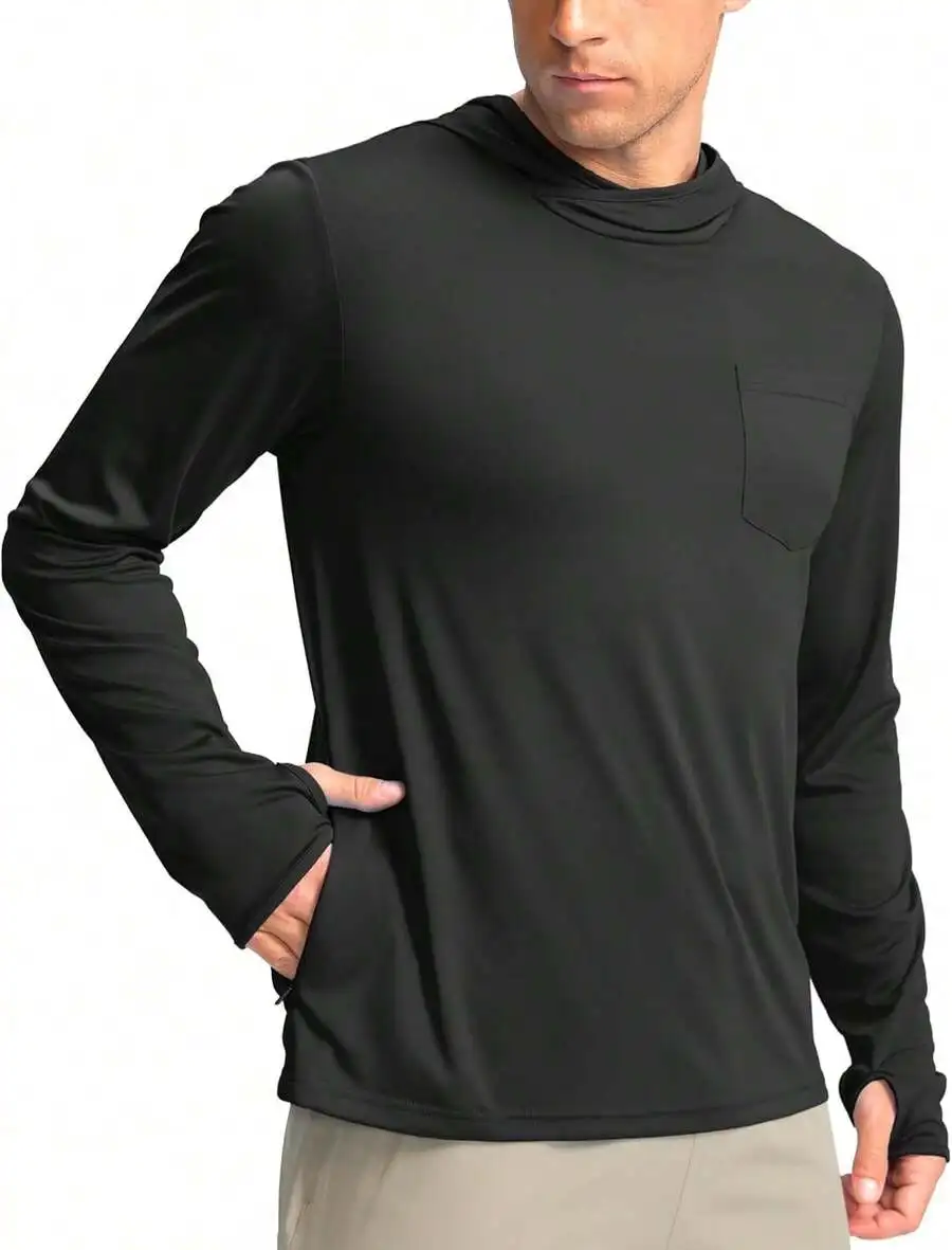 Mens UPF 50+ Long Sleeve Hooded Sun Protection Shirt With Pocket
Mens UPF 50+ Long Sleeve Hooded Sun Protection Shirt With Pocket