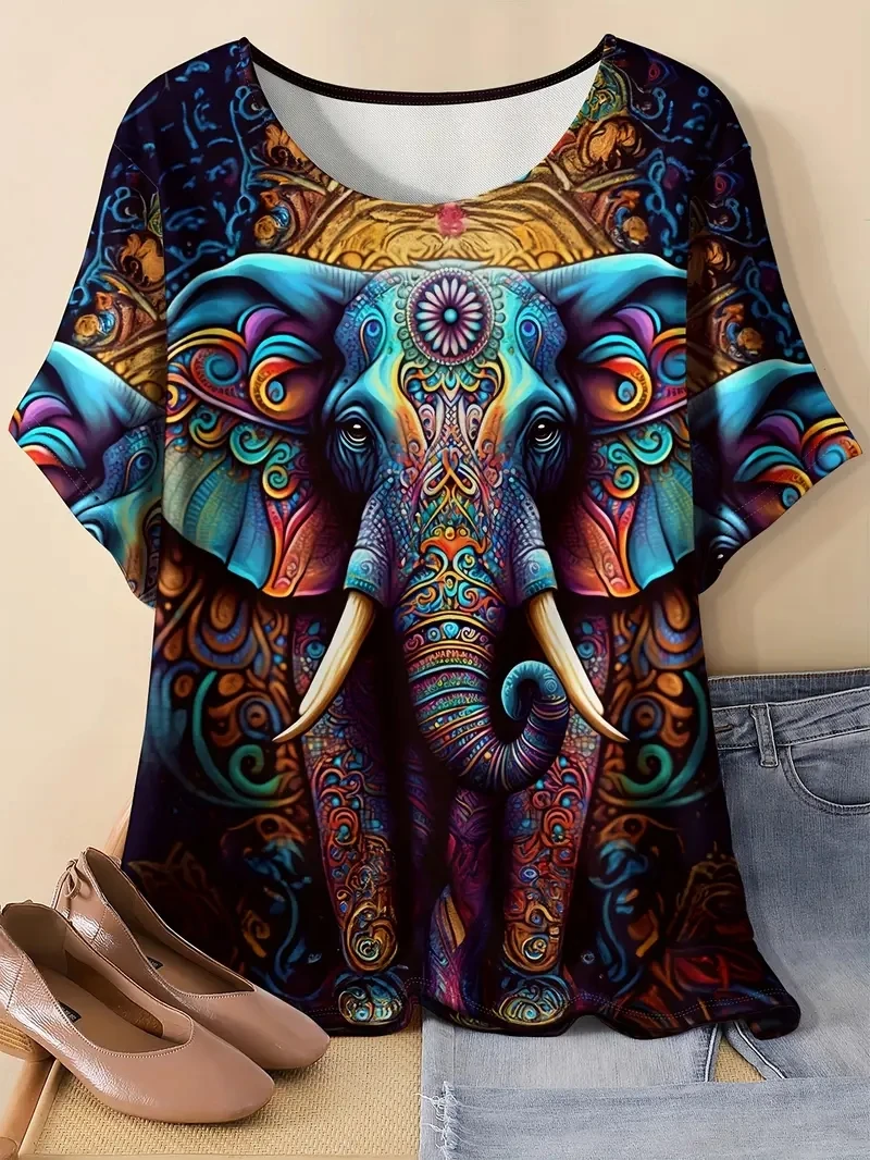 Женская футболка больших размеров с 3D-принтом, повседневная свободная и модная футболка с короткими рукавами, мягкая, удобная и дышащая 
Женская футболка больших размеров с 3D-принтом, повседневная свободная и модная футболка с короткими рукавами, мягкая, удобная и дышащая