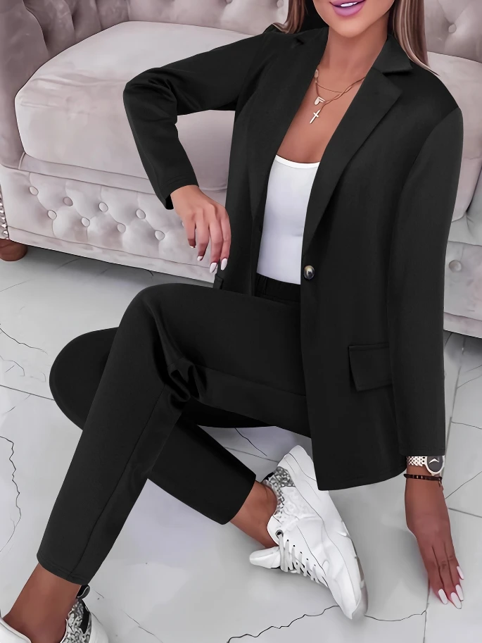 Women's Two Piece Pants Set 2024 Summer New Casual Long Sleeved Lapel Blazer Coat High Waist Slim Fit Small Foot Pants Set
Women's Two Piece Pants Set 2024 Summer New Casual Long Sleeved Lapel Blazer Coat High Waist Slim Fit Small Foot Pants Set