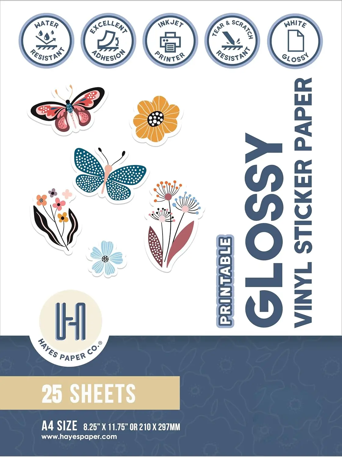 Printable Vinyl Sticker Paper for Inkjet Printer, Glossy Waterproof Self-Adhesive Sheets for Cricut, Labels & Water Bottle
Printable Vinyl Sticker Paper for Inkjet Printer, Glossy Waterproof Self-Adhesive Sheets for Cricut, Labels & Water Bottle