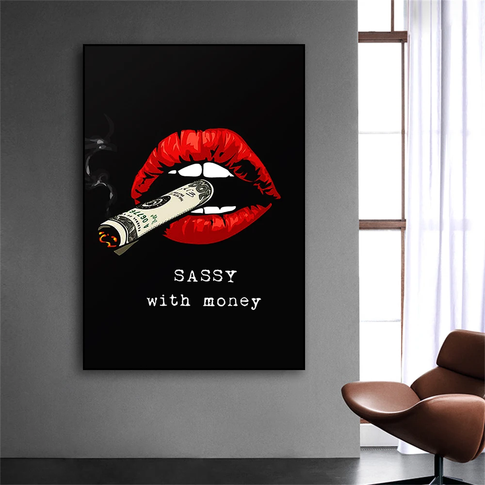 Sexy Lip Poster Sassy With Money Prints Lips Smoking Dollar Art Canvas Painting Motivational Home Living Room Office Decor
Sexy Lip Poster Sassy With Money Prints Lips Smoking Dollar Art Canvas Painting Motivational Home Living Room Office Decor