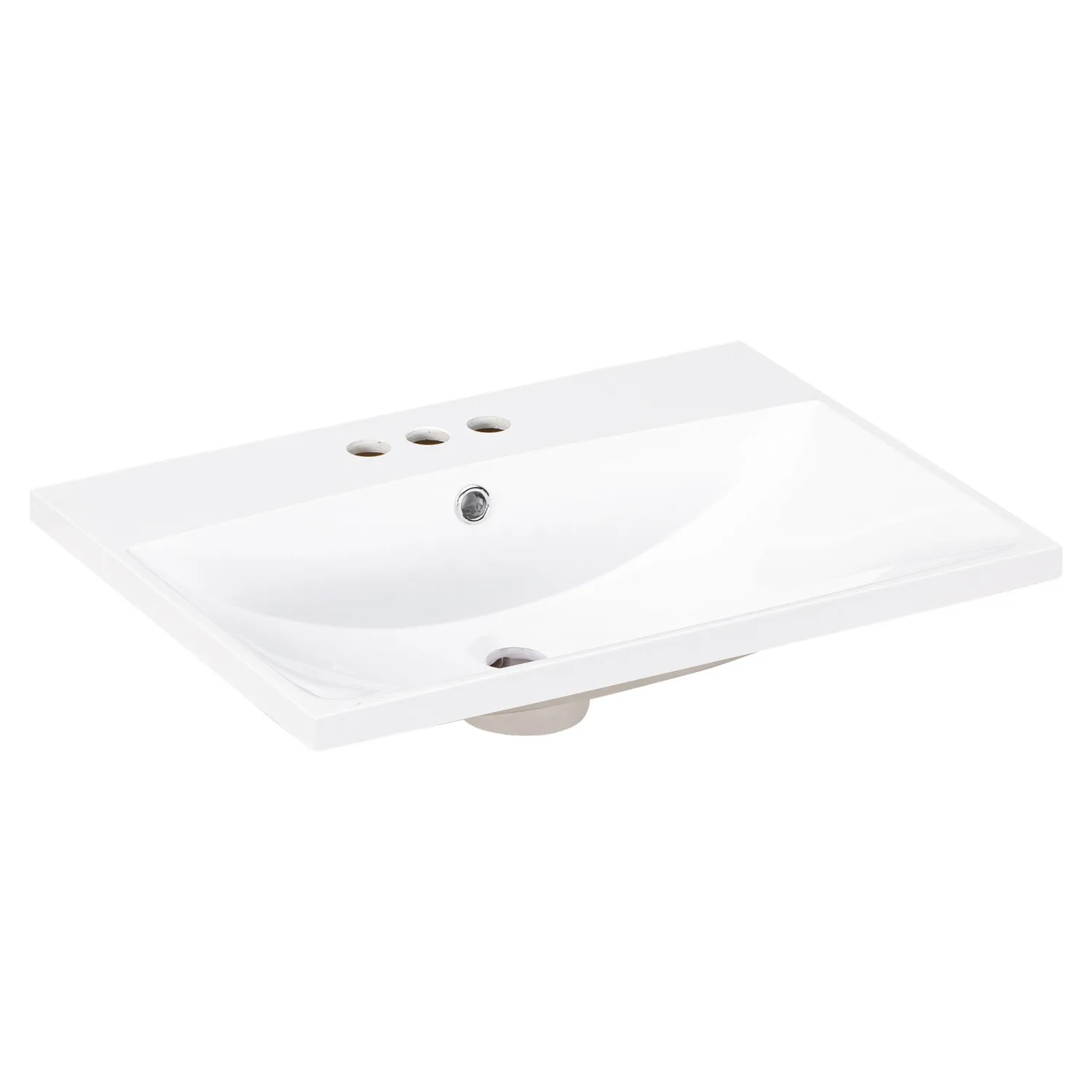 24" White Bathroom Vanity Top, Ceramic Basin, 3 Faucet Holes, 4" Faucet - Available
24" White Bathroom Vanity Top, Ceramic Basin, 3 Faucet Holes, 4" Faucet - Available