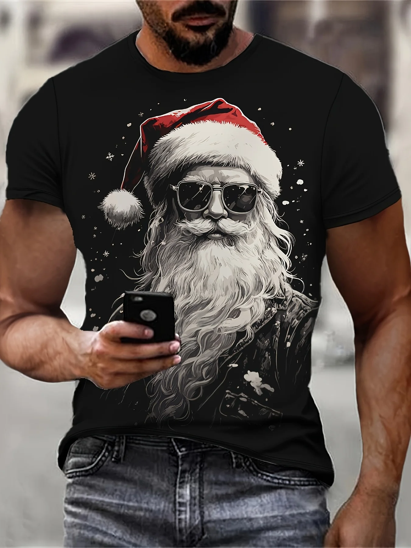 Мужская современная футболка Санты, Санта в очках, легкая летняя футболка из полиэстера для спортзала
Мужская современная футболка Санты, Санта в очках, легкая летняя футболка из полиэстера для спортзала