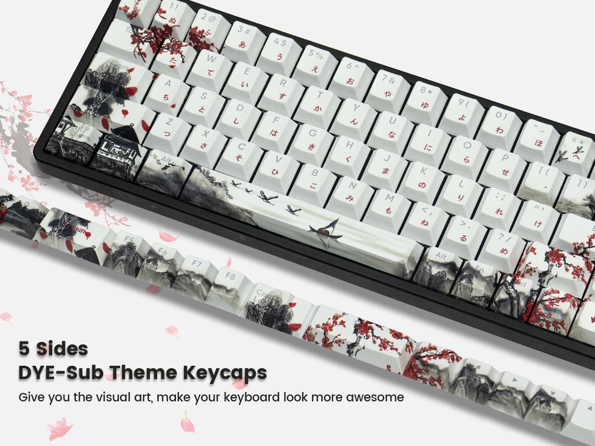 Landscape plum blossom keycap original engraved light five-sided heat sublimation PBT creative personality customization
Landscape plum blossom keycap original engraved light five-sided heat sublimation PBT creative personality customization