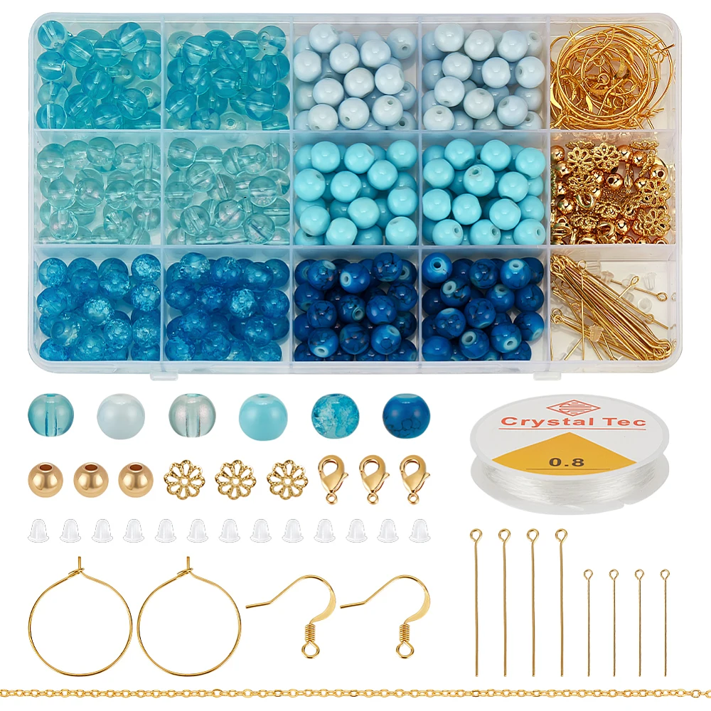 DIY Brass Glass Beads Bracelets/Earring Making Kits Blue 2~40x0.8~5x0.1~9mm Hole: 1~1.6mm
DIY Brass Glass Beads Bracelets/Earring Making Kits Blue 2~40x0.8~5x0.1~9mm Hole: 1~1.6mm