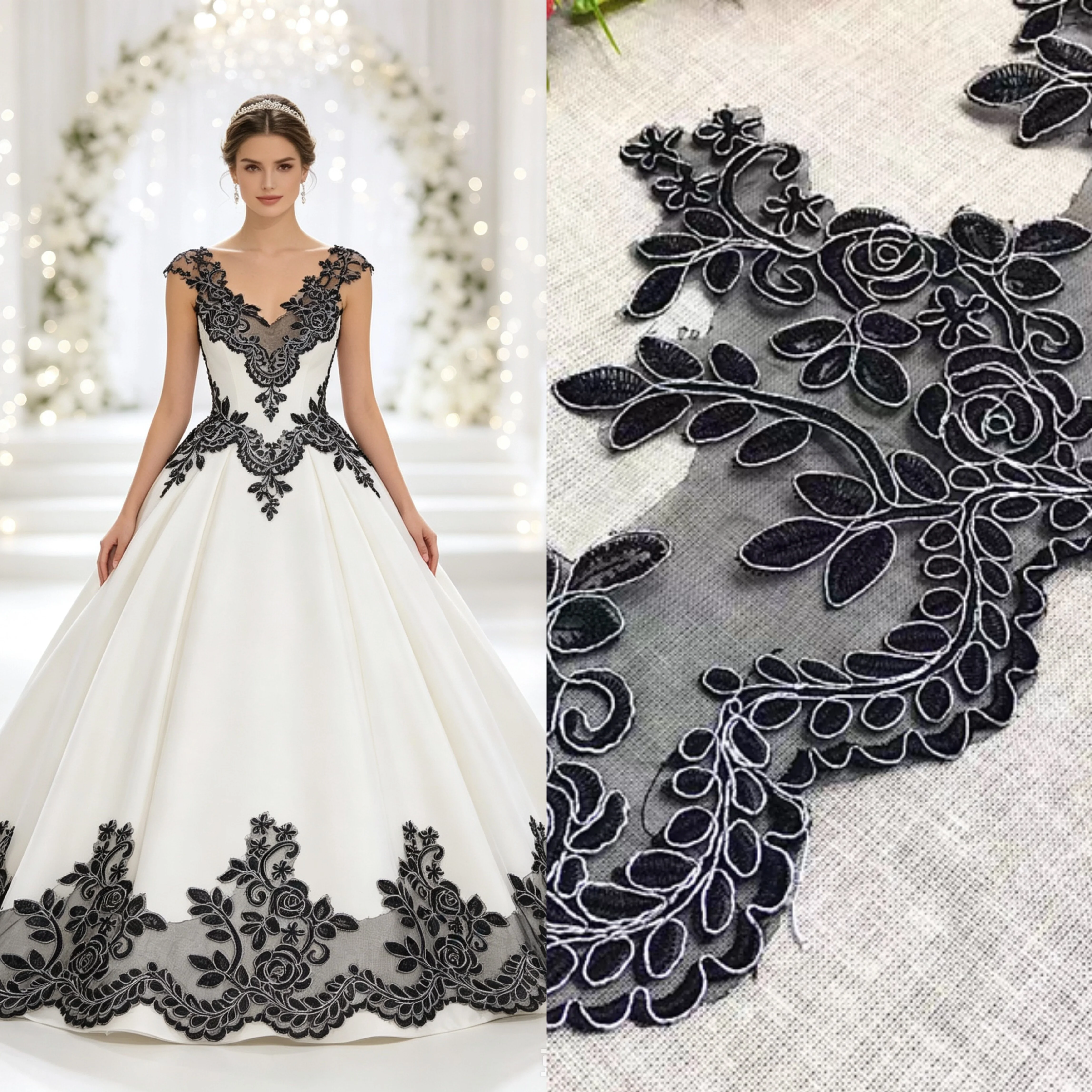 3 Yards Exquisite Black Silver-boned Lace Trim for Clothing Wedding Dresses Dresses and Curtains 19cm Wide
3 Yards Exquisite Black Silver-boned Lace Trim for Clothing Wedding Dresses Dresses and Curtains 19cm Wide