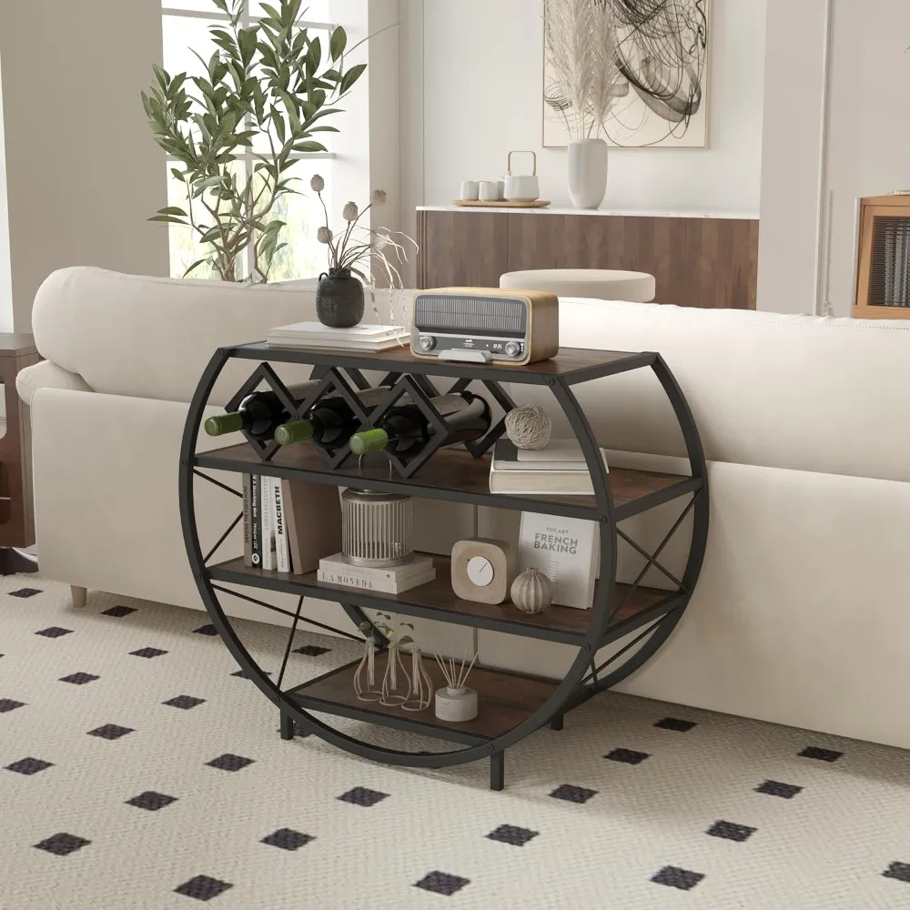 Demilune Console Table Industrial Entryway Table with 4-Tier Open Storage Shelf Wood and Metal Christmas Sofa Table with Wine Ra
Demilune Console Table Industrial Entryway Table with 4-Tier Open Storage Shelf Wood and Metal Christmas Sofa Table with Wine Ra