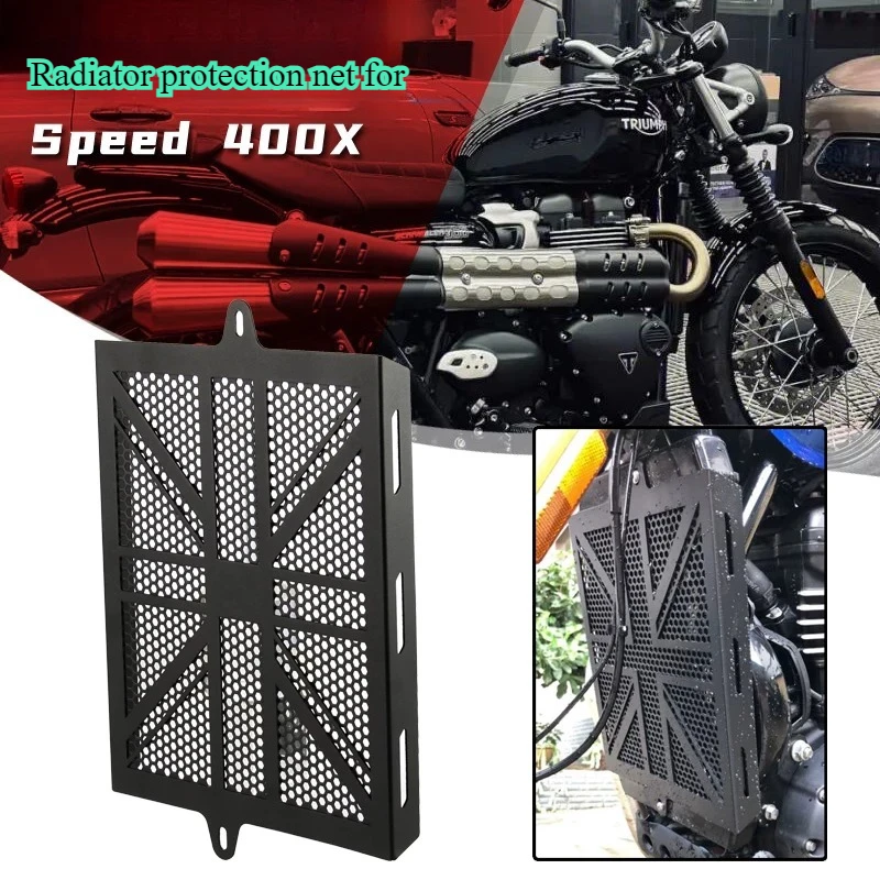 Motorcycle accessories for the new Triumph Scrambler 400: Radiator protection net for Speed 400X.
Motorcycle accessories for the new Triumph Scrambler 400: Radiator protection net for Speed 400X.
