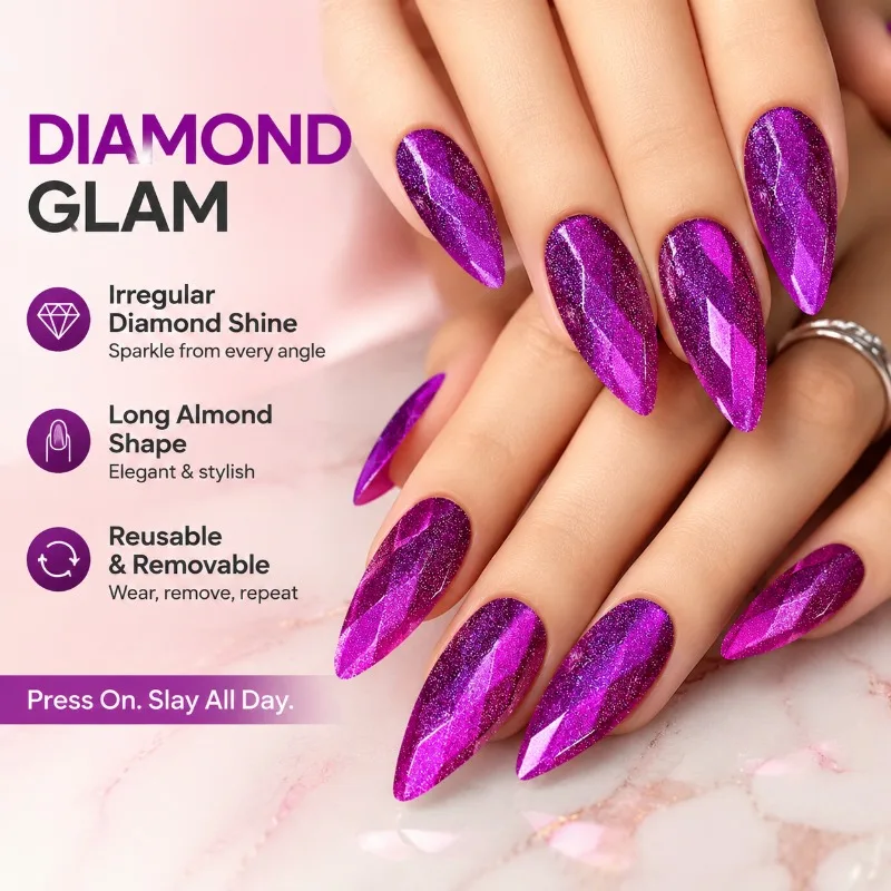 Irregular Diamond Press on Nails Long Style Removable Reusable False Nail Tips European Fashion Full Cover Manicure Patches
Irregular Diamond Press on Nails Long Style Removable Reusable False Nail Tips European Fashion Full Cover Manicure Patches