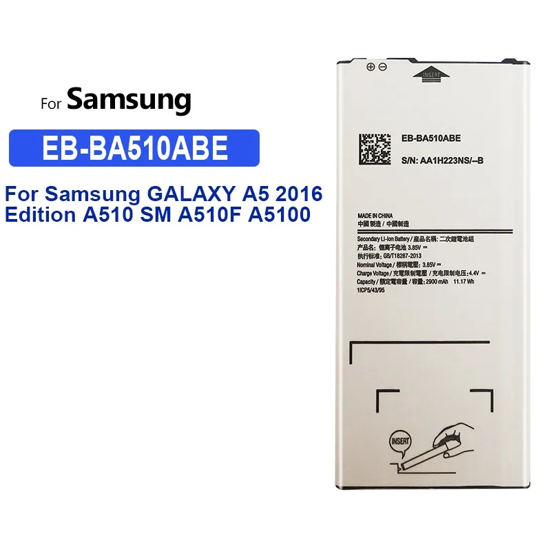 Сменный аккумулятор EB-BA510ABE 2900 мАч для Samsung Galaxy A5 2016 A510 A510F A5100 A510M A510FD A510K A510S Bateria
Сменный аккумулятор EB-BA510ABE 2900 мАч для Samsung Galaxy A5 2016 A510 A510F A5100 A510M A510FD A510K A510S Bateria
