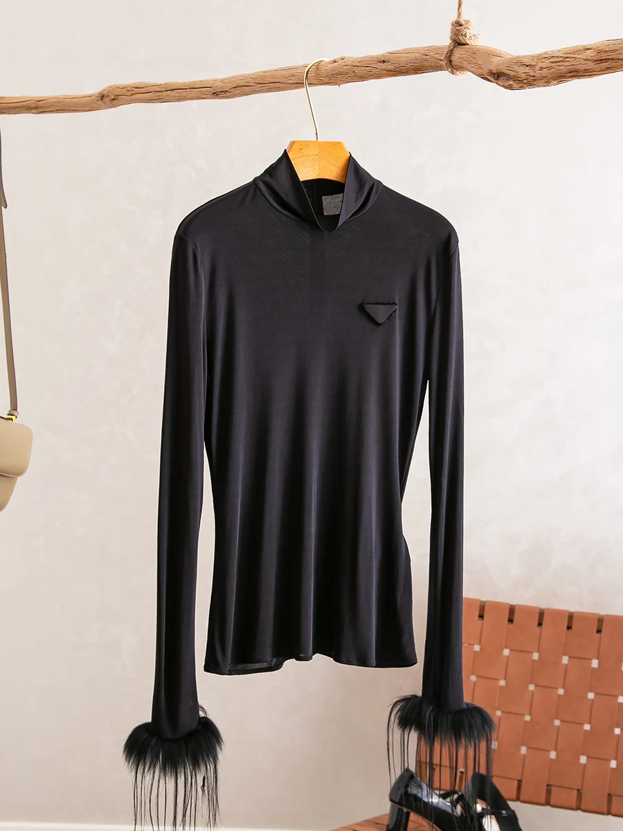 Женская эластичная футболка YongLeap с высоким воротником и перьевыми вставками, весенняя новинка, приталенный крой, короткий рукав
Женская эластичная футболка YongLeap с высоким воротником и перьевыми вставками, весенняя новинка, приталенный крой, короткий рукав