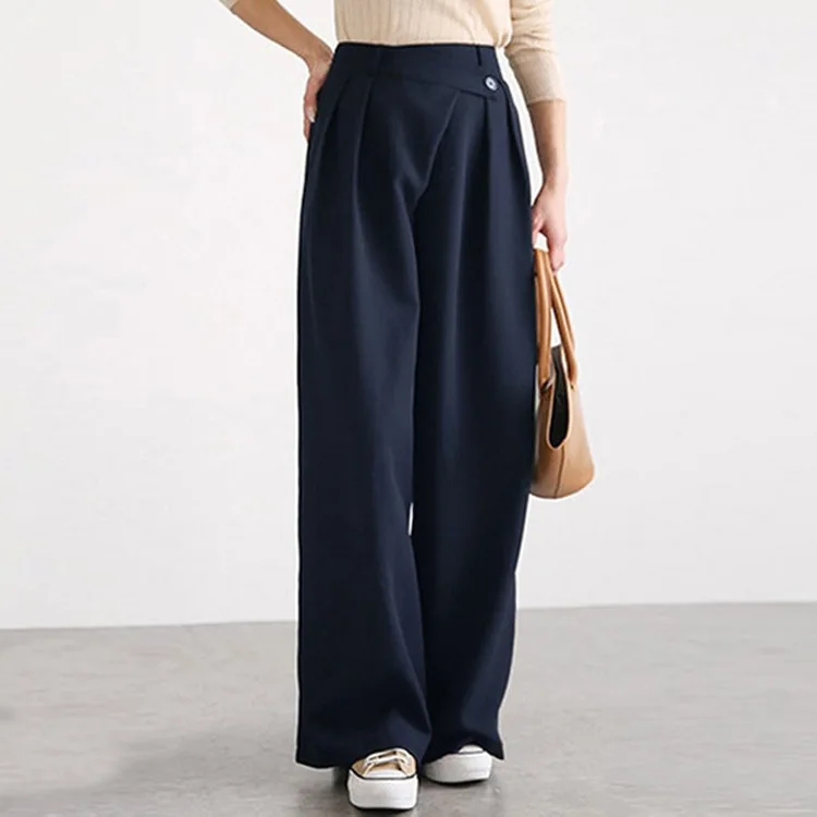 Irregular Button Pant For Women High Waist Solid Straight Wide Leg Trousers Office Lady Clothing 2024 Autumn New
Irregular Button Pant For Women High Waist Solid Straight Wide Leg Trousers Office Lady Clothing 2024 Autumn New