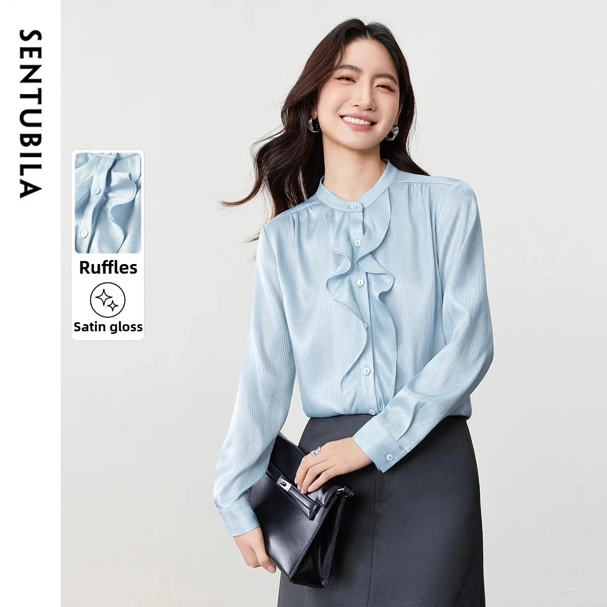 SENTUBILA элегантная женская шифоновая рубашка, осень 2022, новые однобортные блузки с рюшами, женские рубашки с длинными рукавами 153CC2512
SENTUBILA элегантная женская шифоновая рубашка, осень 2022, новые однобортные блузки с рюшами, женские рубашки с длинными рукавами 153CC2512