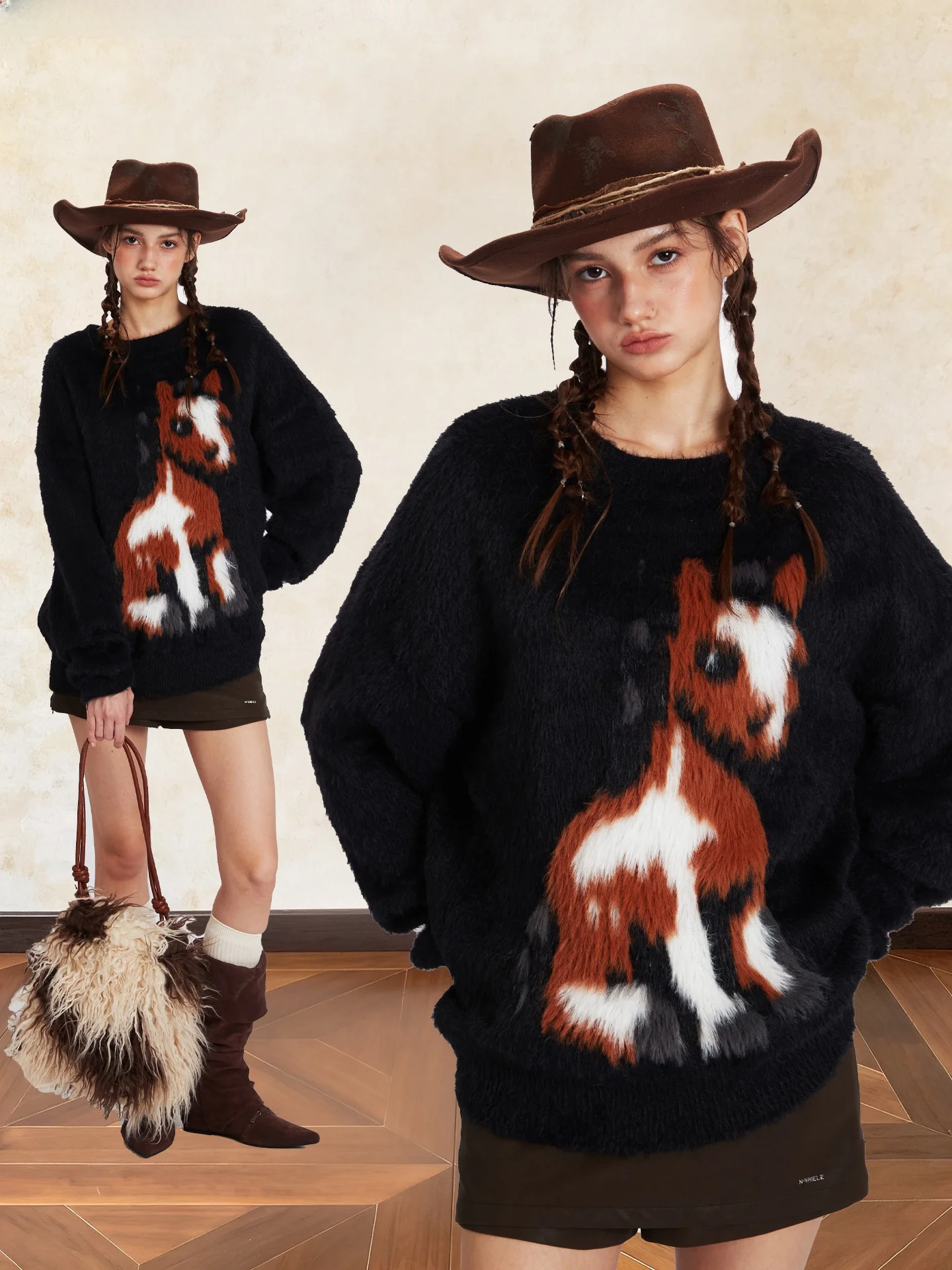 Свободный корейский вязаный свитер с круглым вырезом для женщин, зимний теплый утолщенный топ из меха кролика, в стиле оверсайз
Свободный корейский вязаный свитер с круглым вырезом для женщин, зимний теплый утолщенный топ из меха кролика, в стиле оверсайз