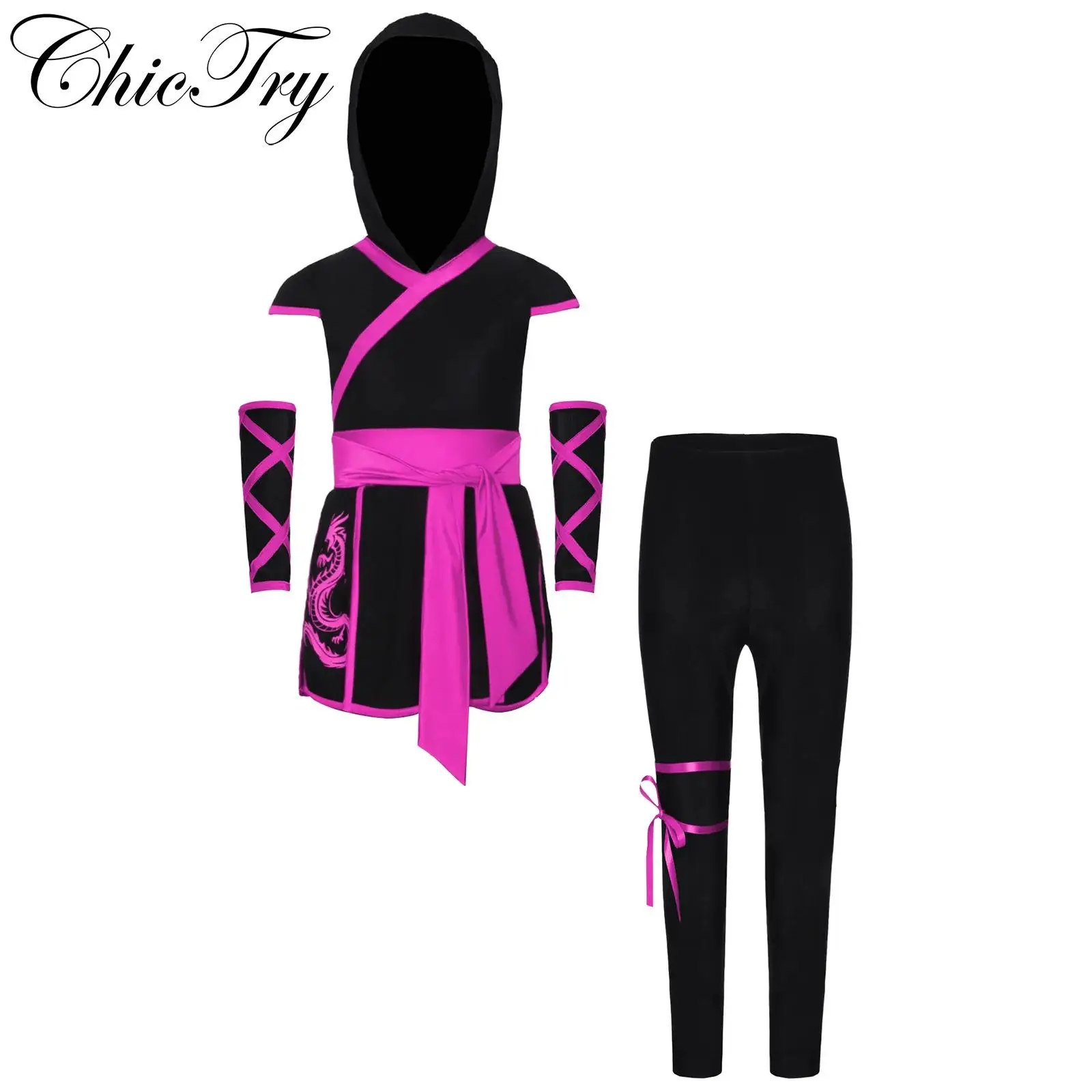 Kids Boys Girls Ninja-Style Cosplay Costumes Hooded Top Dragon Printed Vest with Gloves and Pants Sets Halloween Party Dress Up
Kids Boys Girls Ninja-Style Cosplay Costumes Hooded Top Dragon Printed Vest with Gloves and Pants Sets Halloween Party Dress Up