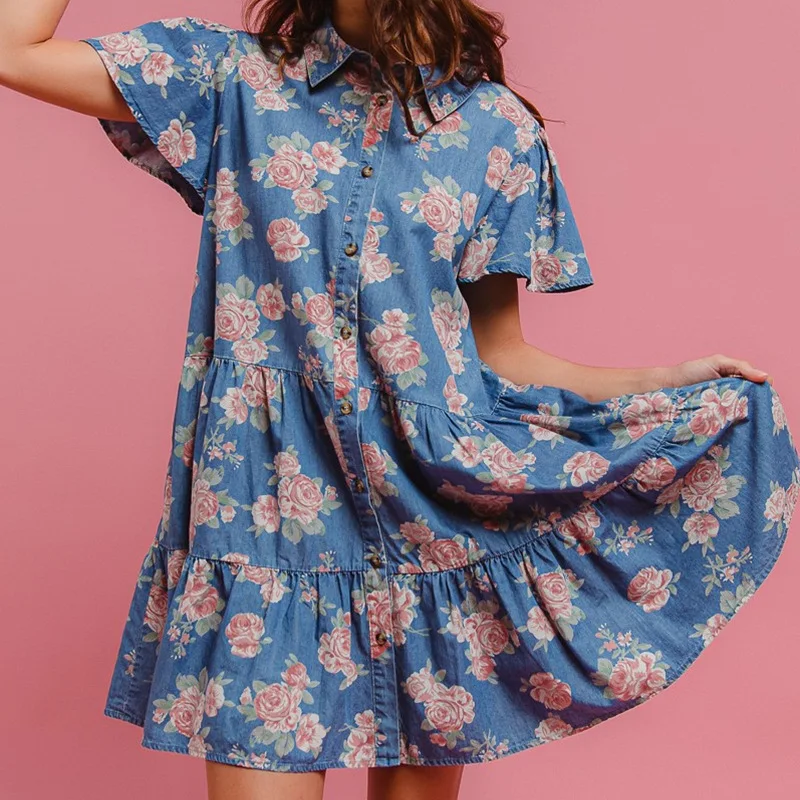 Mid Length Dress Women Denim Dresses A Line Vestidos Turn Down Collar Short Sleeve Elegant Splice Y2k Streetwear Print Floral
Mid Length Dress Women Denim Dresses A Line Vestidos Turn Down Collar Short Sleeve Elegant Splice Y2k Streetwear Print Floral