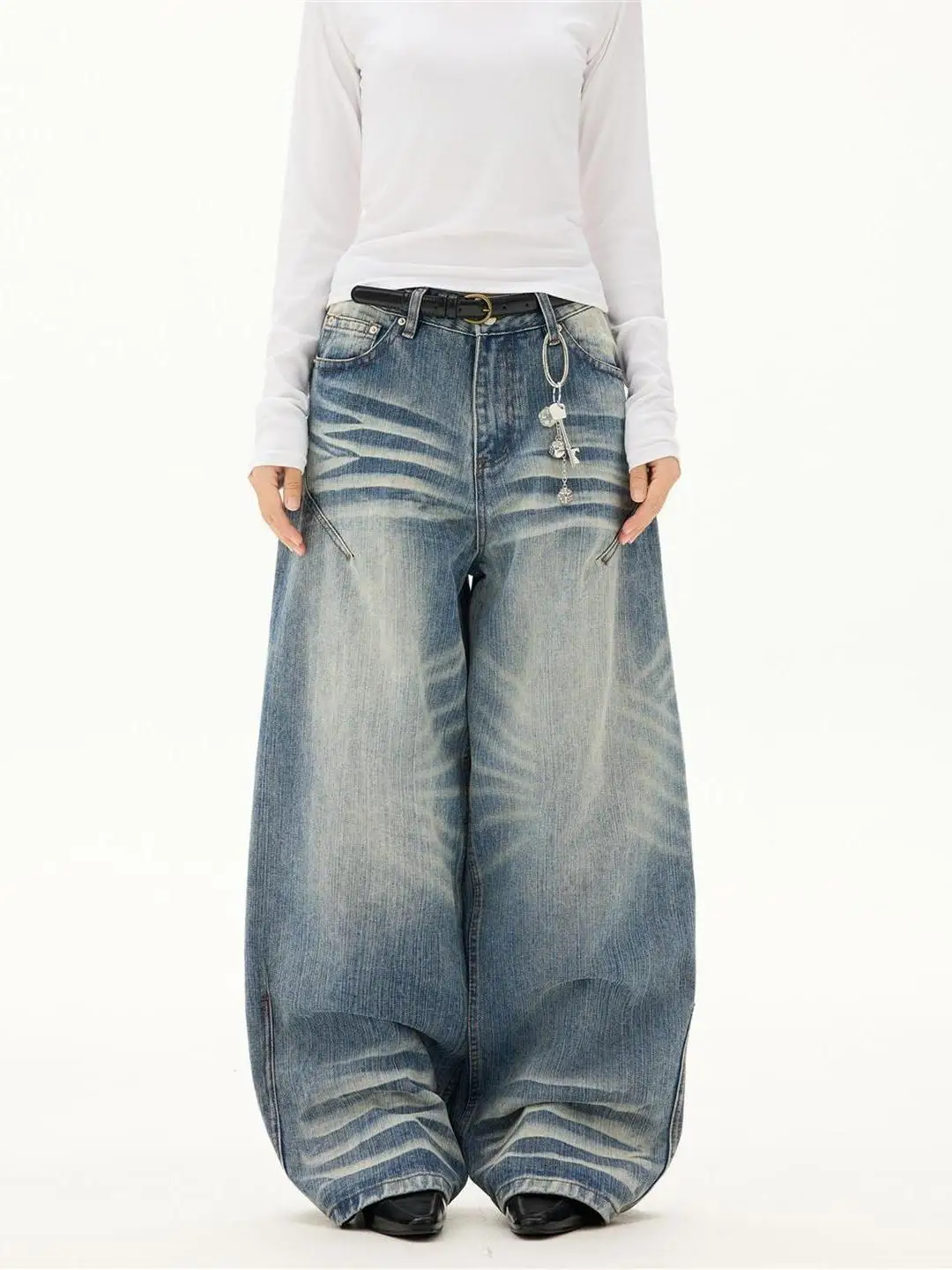 Retro American Bamboo Pattern Jeans Loose Fit High Waist Straight Leg Jeans Men Women New Sle Waed out Trendy
Retro American Bamboo Pattern Jeans Loose Fit High Waist Straight Leg Jeans Men Women New Sle Waed out Trendy