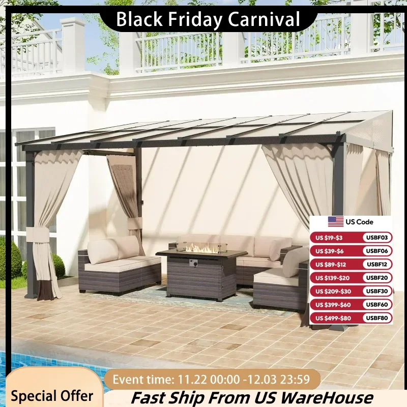 10x14ft Large Lean to Gazebo with Curtains & Netting,Wall Mounted Gazebo with Hard Top & Double Curtains,Metal Frame Garden
10x14ft Large Lean to Gazebo with Curtains & Netting,Wall Mounted Gazebo with Hard Top & Double Curtains,Metal Frame Garden