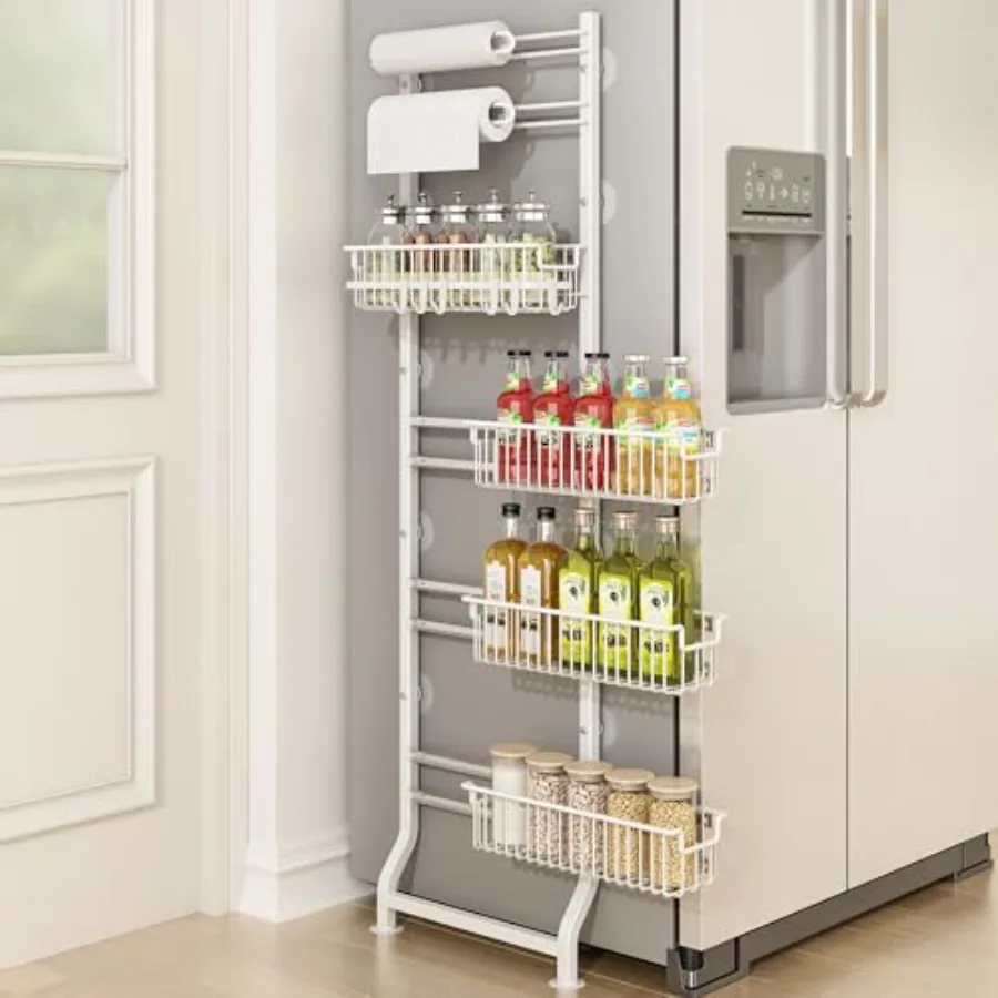 6-Tier Slim Corner Shelf for Kitchen and Bathroom, White MDF Spice Rack Next to Fridge, Narrow Storage Cabinet Organizer with S
6-Tier Slim Corner Shelf for Kitchen and Bathroom, White MDF Spice Rack Next to Fridge, Narrow Storage Cabinet Organizer with S
