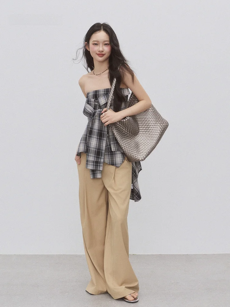 Andasaya Plaid Skirt with Fake Two-Piece Tie-Belt American Retro Top Women's Faion Spring Summer Cotton Blend
Andasaya Plaid Skirt with Fake Two-Piece Tie-Belt American Retro Top Women's Faion Spring Summer Cotton Blend