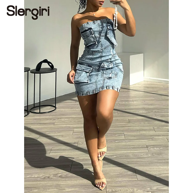 Slergiri Sexy Off Shoulder Cargo Denim Dress Women Fashion New 2026 Summer Streetwear Club Strapless Slim Zipper Mini Dresses
Slergiri Sexy Off Shoulder Cargo Denim Dress Women Fashion New 2026 Summer Streetwear Club Strapless Slim Zipper Mini Dresses