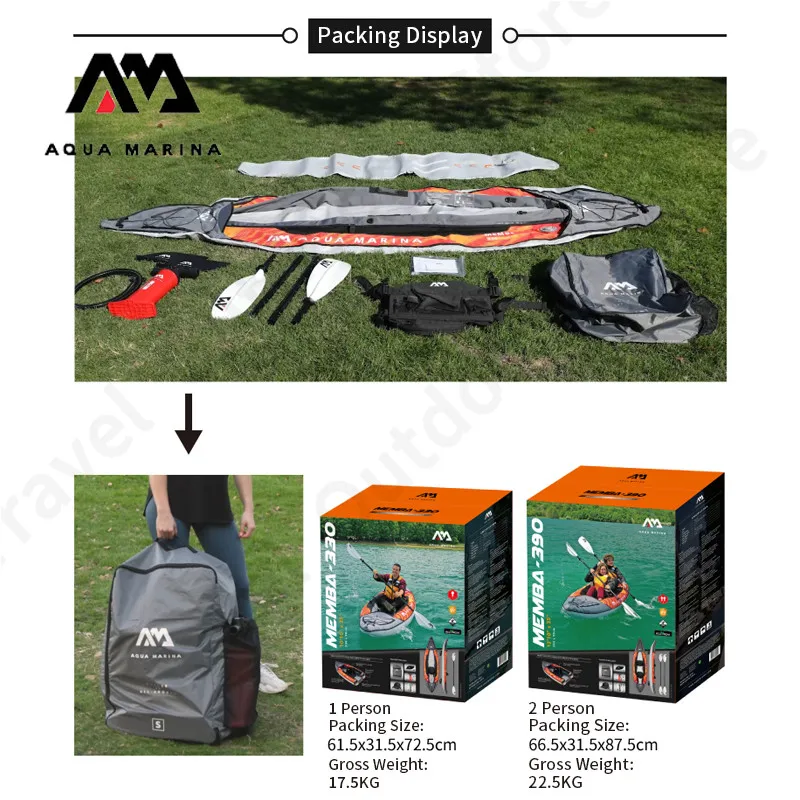 AQUA MARINA MEMBA Paddle Kayak Inflatable Boat 1-2 Person 600D Polyester 330cm Length Canoe Fun Water Sail for Kayak with Seat
AQUA MARINA MEMBA Paddle Kayak Inflatable Boat 1-2 Person 600D Polyester 330cm Length Canoe Fun Water Sail for Kayak with Seat