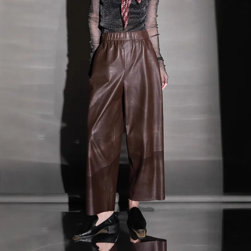 Genuine Leather Pants New Ultra-Thin Full Vegetable Tanned Sheepskin Elastic Waist Straight-Leg Pants Wide-Leg Cropped Pants
Genuine Leather Pants New Ultra-Thin Full Vegetable Tanned Sheepskin Elastic Waist Straight-Leg Pants Wide-Leg Cropped Pants