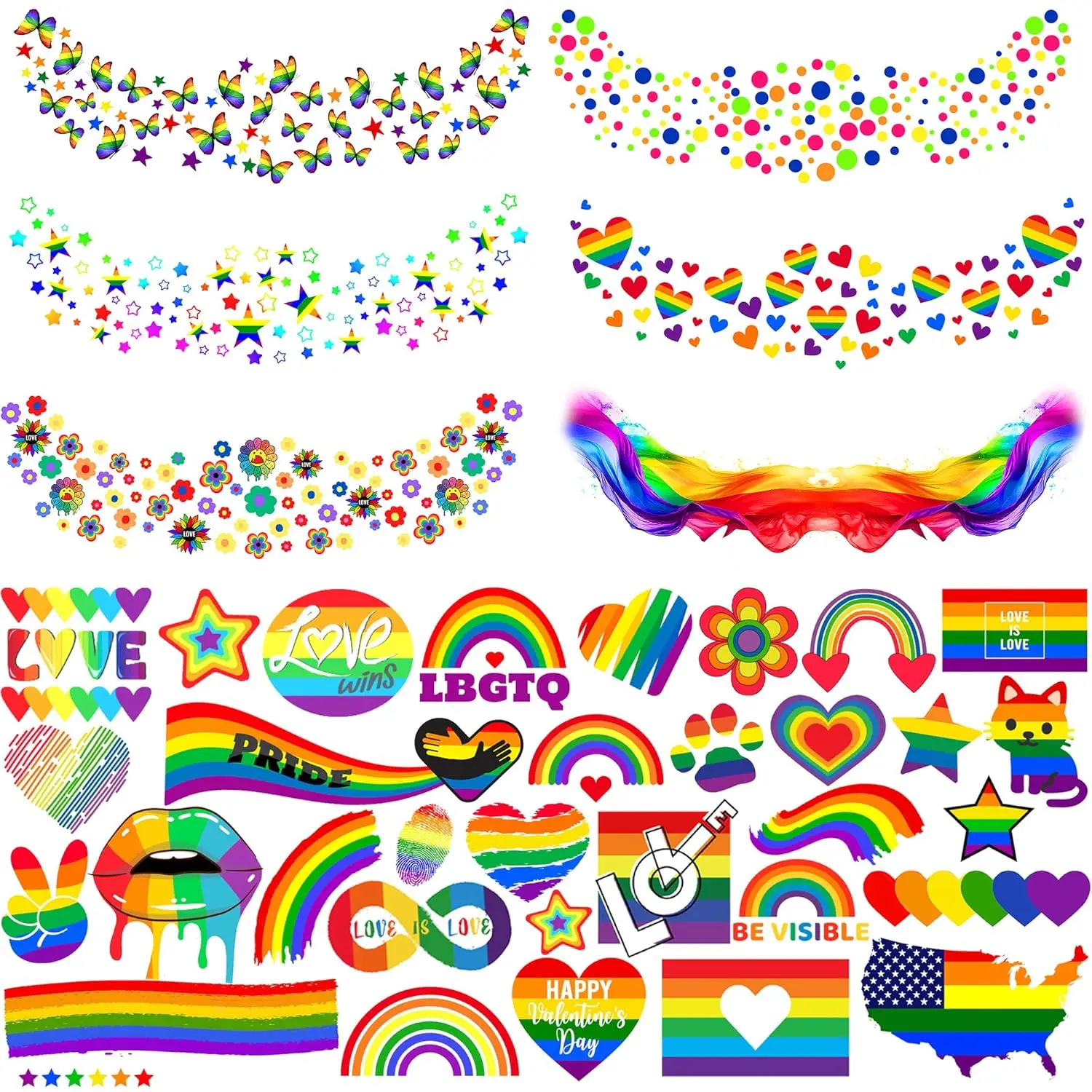 17 Sheets LGBT Pride Temporary Tattoos for Women Men, Rainbow Flag Face Tattoos, Party Festival Parade Decor
17 Sheets LGBT Pride Temporary Tattoos for Women Men, Rainbow Flag Face Tattoos, Party Festival Parade Decor