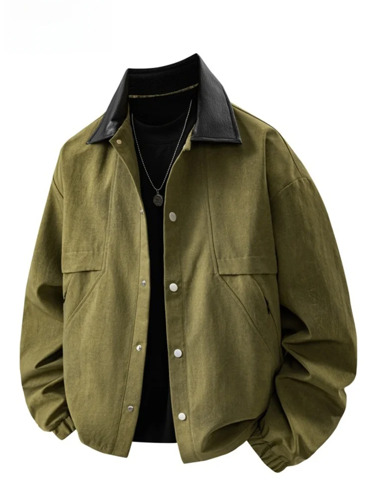 Collaboration Men's Leather Collar Jaet Vintage Worn-look Button-Up Workwear Versatile Large Size Outerwear Spring Autumn
Collaboration Men's Leather Collar Jaet Vintage Worn-look Button-Up Workwear Versatile Large Size Outerwear Spring Autumn