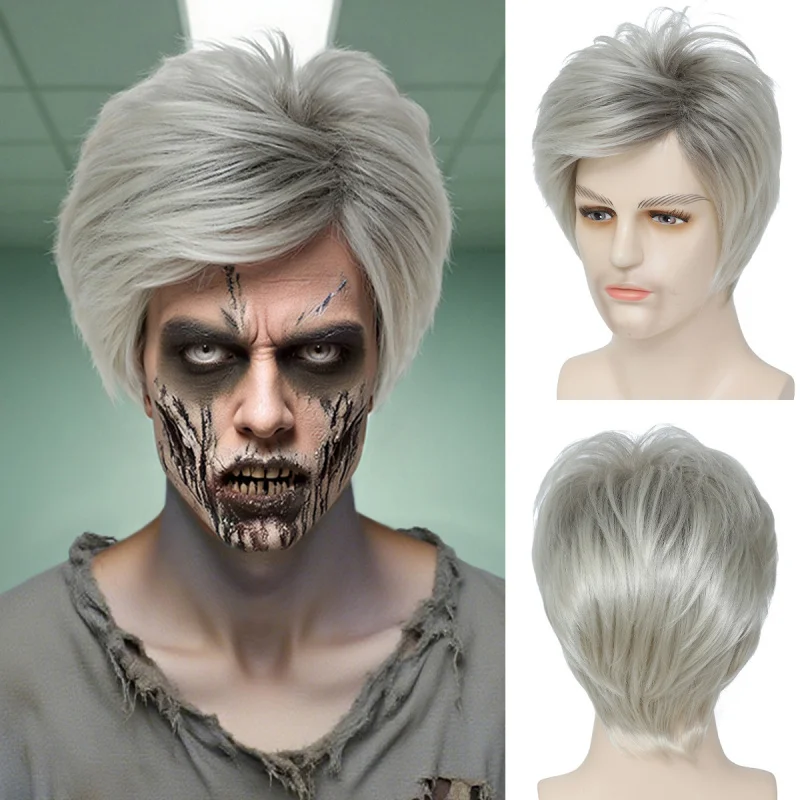 European American cosplay wigs, stylish and fluffy short hair, granny gray , doctor's cap, men's wig
European American cosplay wigs, stylish and fluffy short hair, granny gray , doctor's cap, men's wig