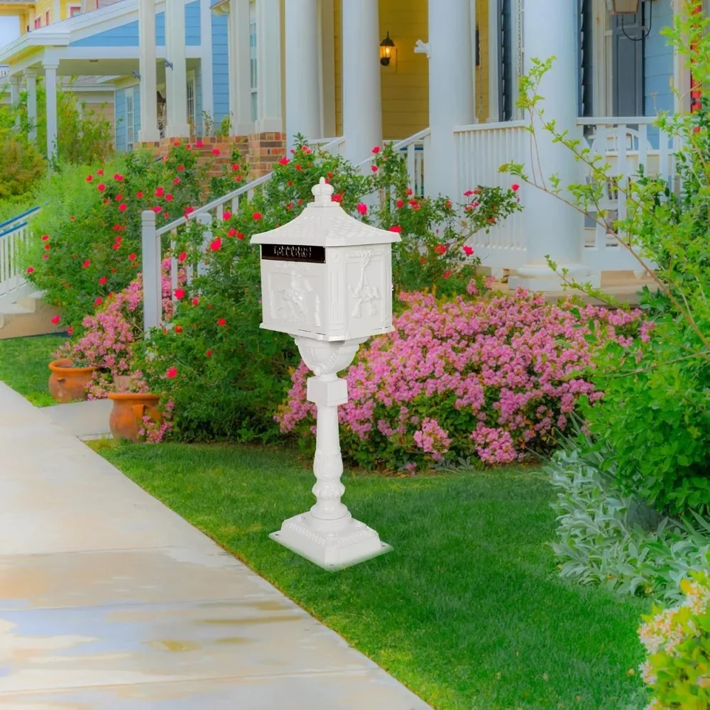 Cast Aluminum Mailbox Postal Box, Locking Mailbox with Post, Curbside Mail Manager Outside Weatherproof Rustproof Securi
Cast Aluminum Mailbox Postal Box, Locking Mailbox with Post, Curbside Mail Manager Outside Weatherproof Rustproof Securi