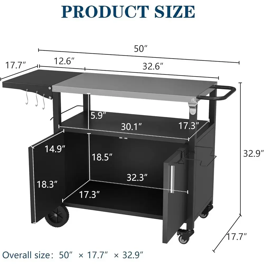 Outdoor Kitchen Island with Grill, Storage, and Wheels, Movable BBQ Cart, Pizza Oven Table Stand, Foldable Tabletop, Black
Outdoor Kitchen Island with Grill, Storage, and Wheels, Movable BBQ Cart, Pizza Oven Table Stand, Foldable Tabletop, Black